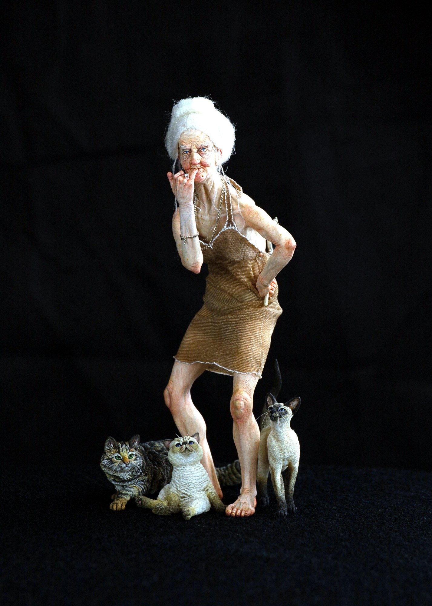 Mrs Greta Boyd — full figure with cats